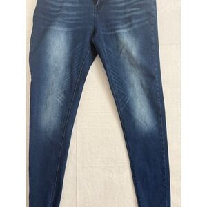 Huitoula Women's Mid Wash Frayed Hem Skinny Jeans Size 14 Fashion Jeans